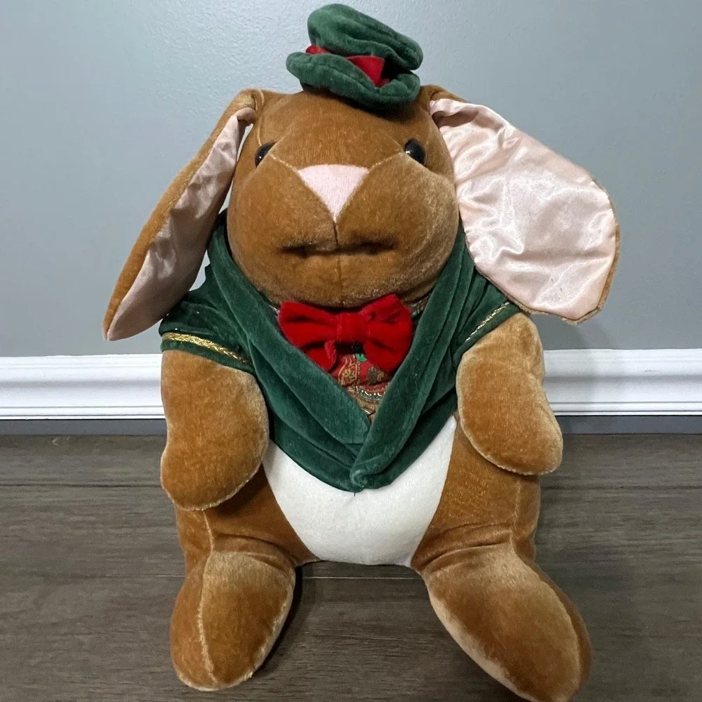 Vintage 1985 Toys R Us Velveteen Rabbit Plush Christmas Bunny Stuffed Animal Toy